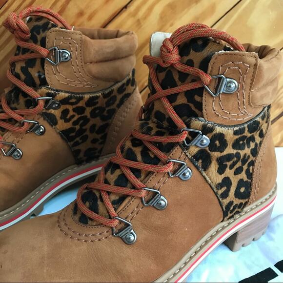 SCHUTZ Keida Leopard Calf Hair Hiking Boots - Picture 3 of 10